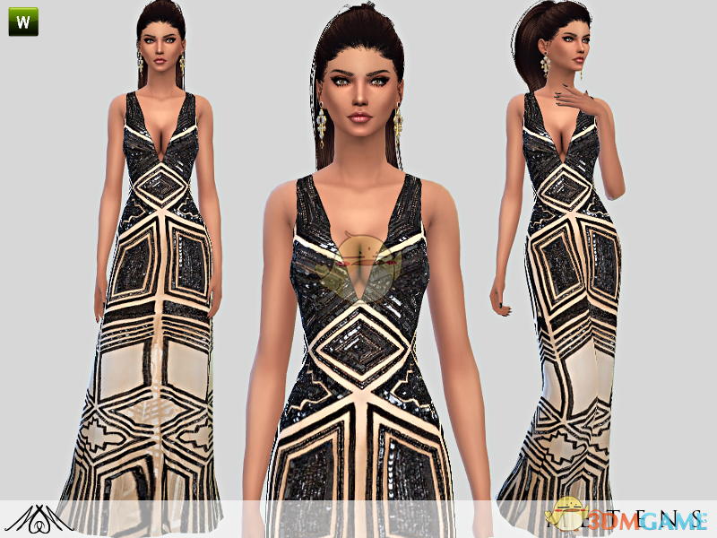 《模拟人生4》性感V领无袖礼服MOD