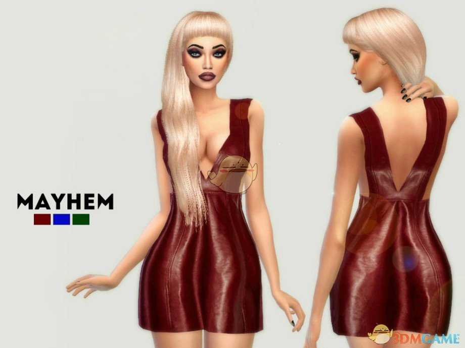 《模拟人生4》樱桃红皮质连衣裙MOD