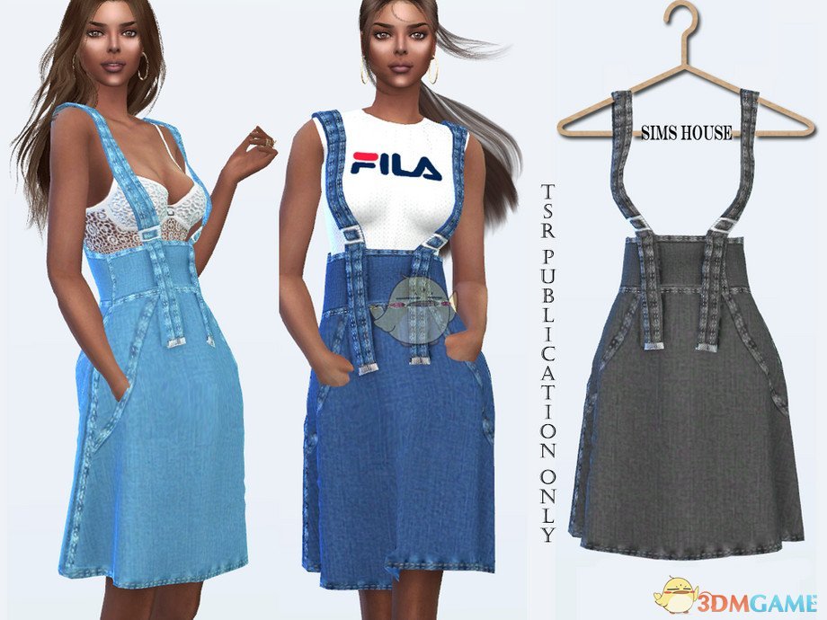 《模拟人生4》女性的吊带牛仔裙MOD