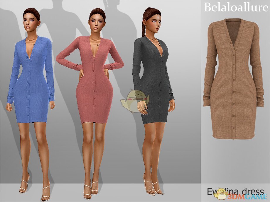 《模拟人生4》瘦身纽扣毛制连衣裙MOD