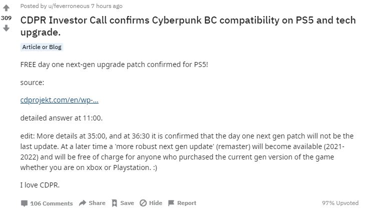 《赛博朋克2077》支持PS5、XSX 延期是为了打磨品质