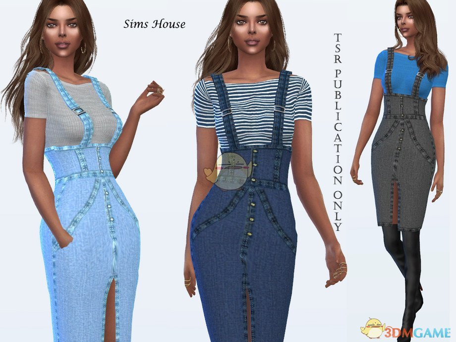 《模拟人生4》时尚牛仔吊带连衣裤MOD