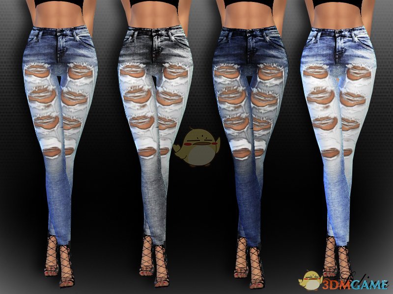 《模拟人生4》女性经典破洞牛仔裤MOD