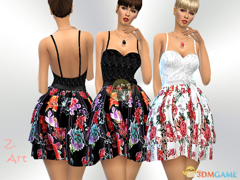 《模拟人生4》吊带彩色印花连衣裙MOD