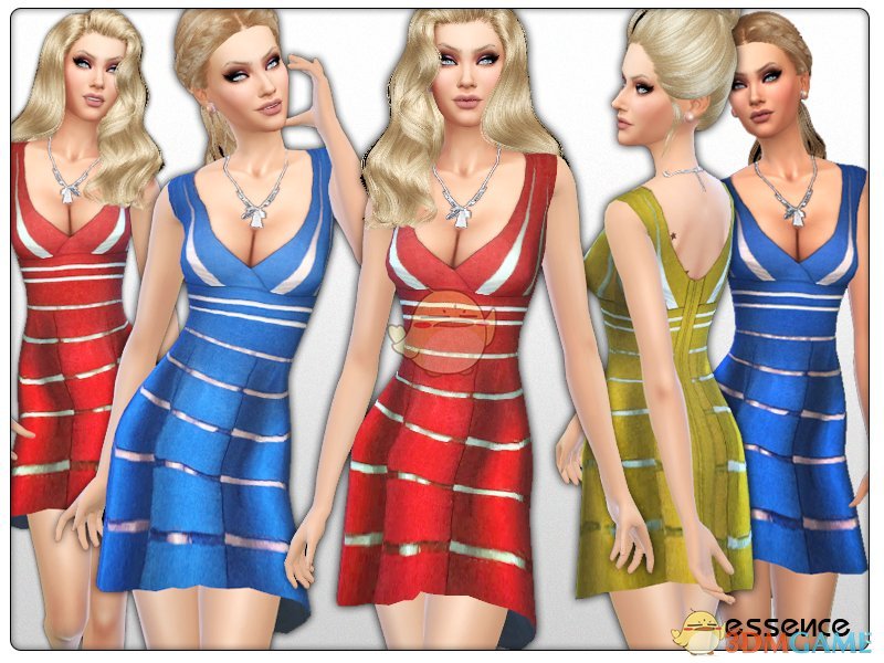 《模拟人生4》金属条纹女性连衣裙MOD