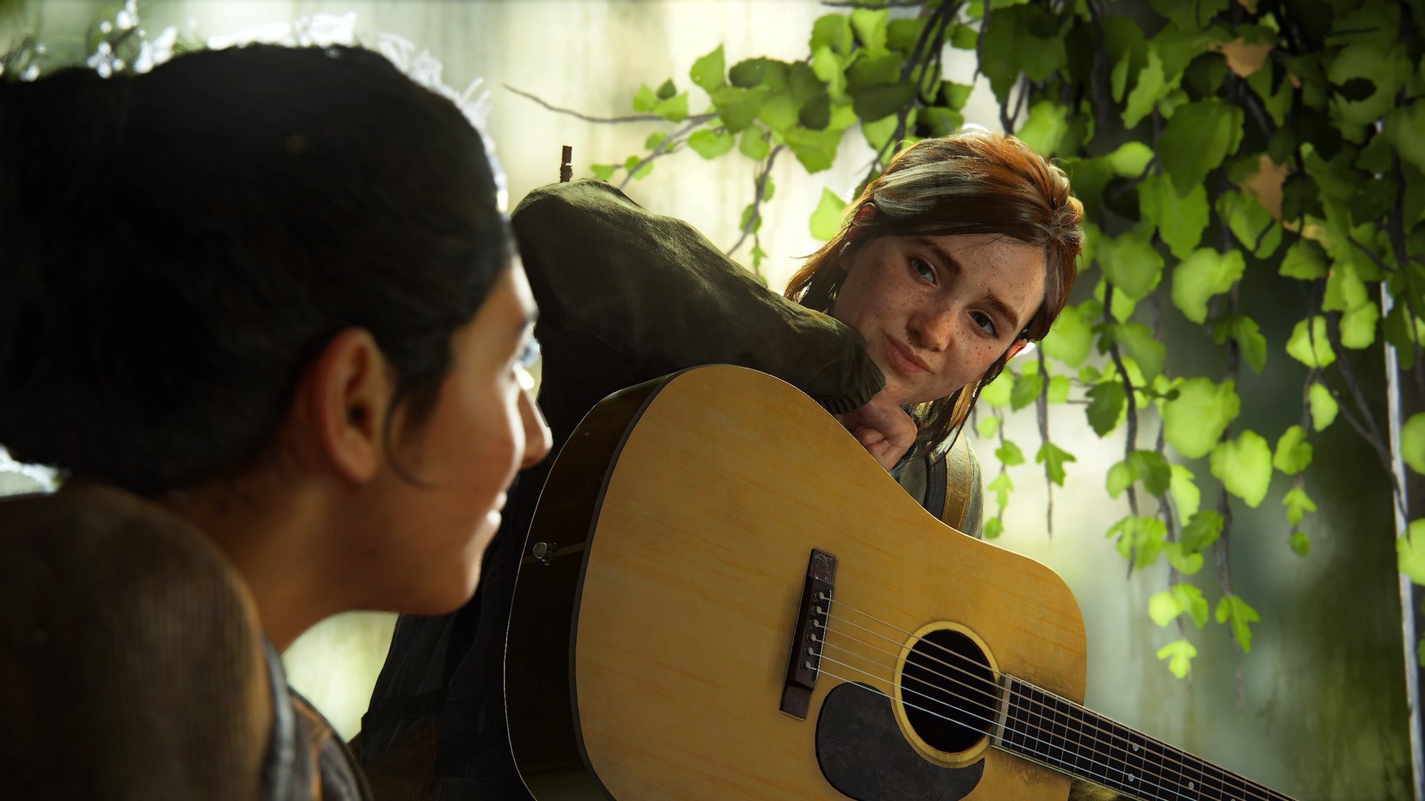 《最后的生还者2》编剧 晒艾莉弹奏吉他片段的彩排画面