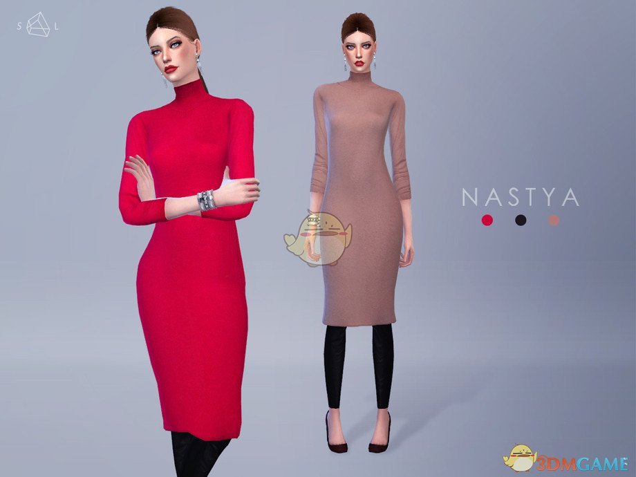 《模拟人生4》修身高领连衣裙MOD