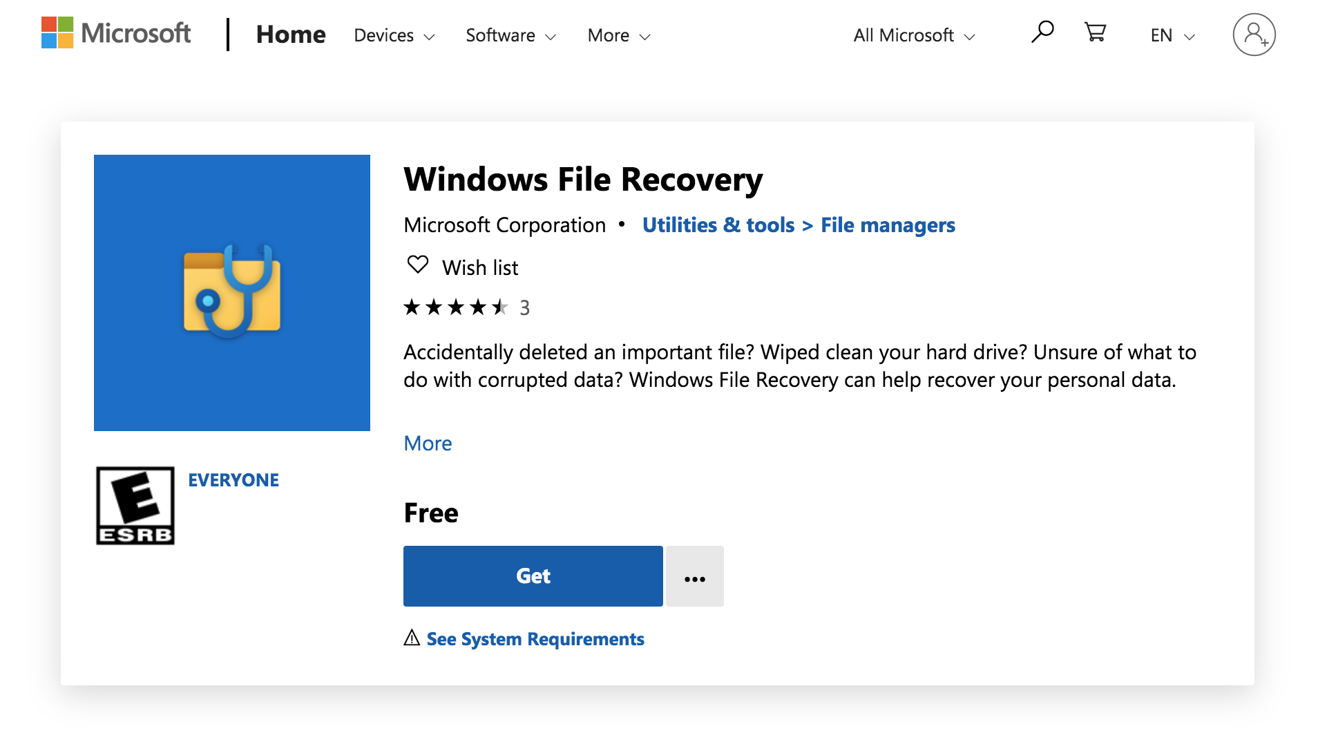 微硬支布已删除文件光复东西Windows File Recovery