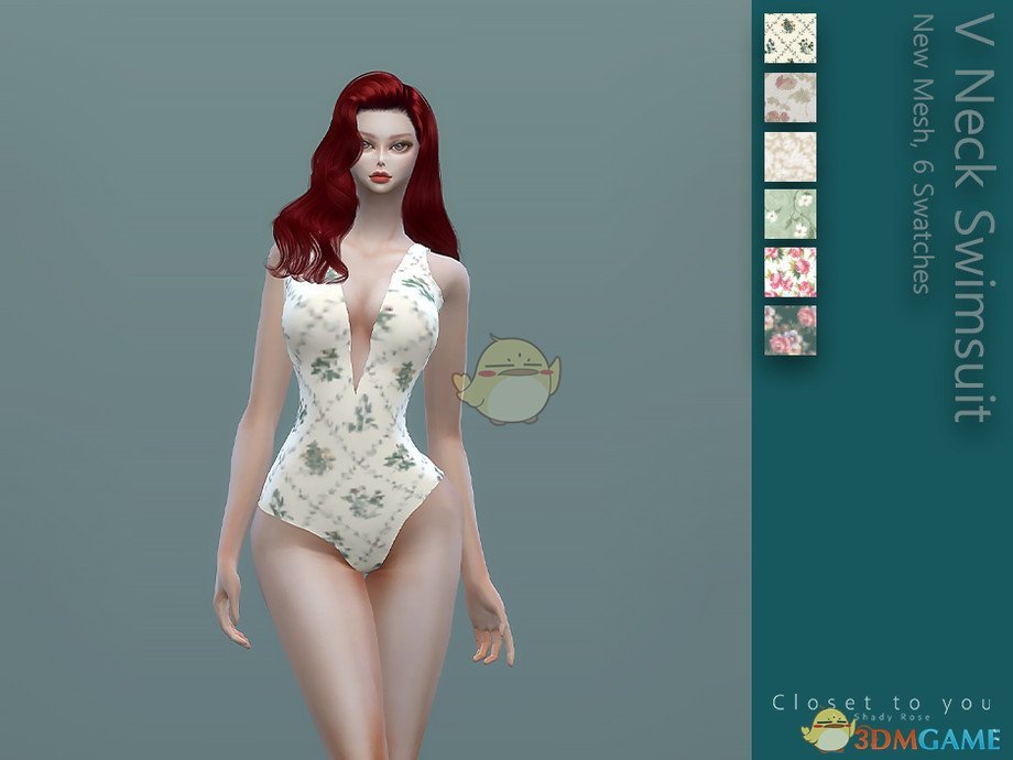 《模拟人生4》美丽印花v领泳装MOD