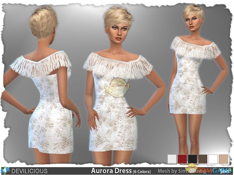 《模拟人生4》蕾丝流苏连衣裙MOD