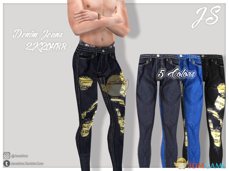 《模拟人生4》男士帅气褶皱牛仔裤MOD