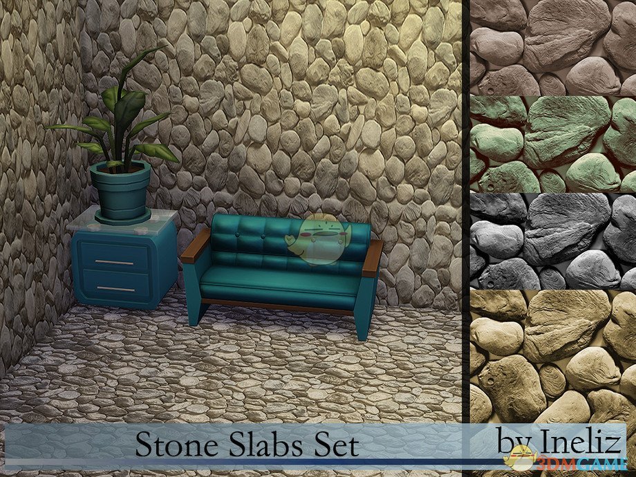 《模拟人生4》石子墙面MOD