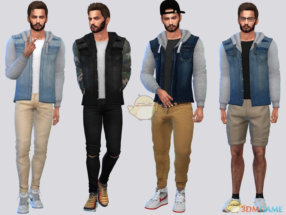 《模拟人生4》男士的帅气牛仔连帽衫MOD