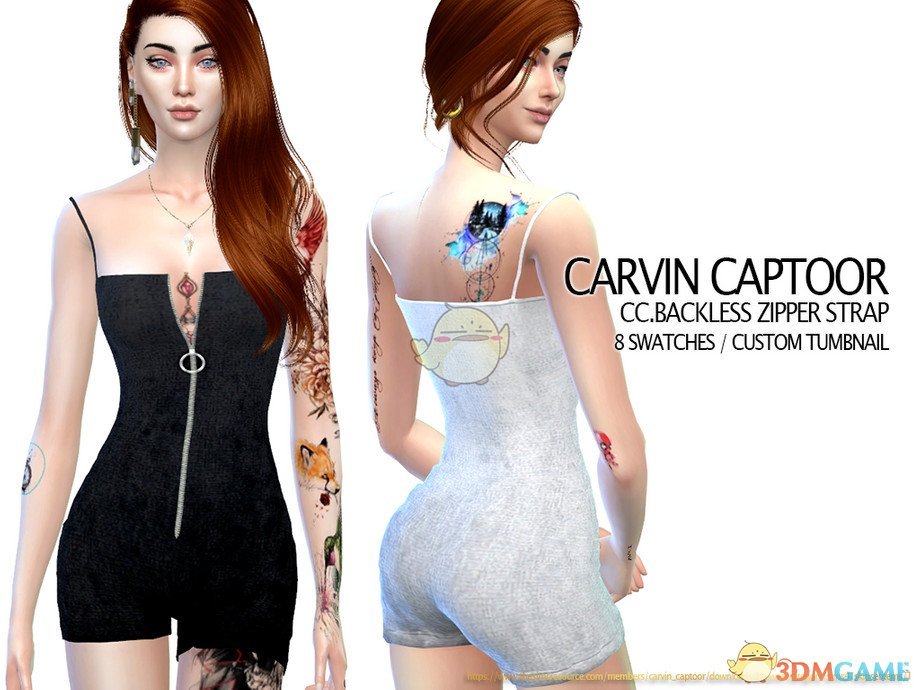 模拟人生4吊带露背拉链连衣裙mod