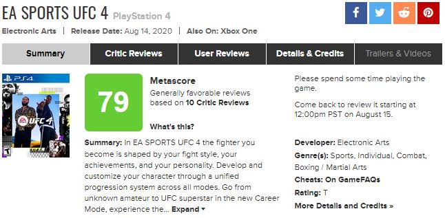 《UFC4》IGN 8分：生涯模式改良，战斗深度依旧