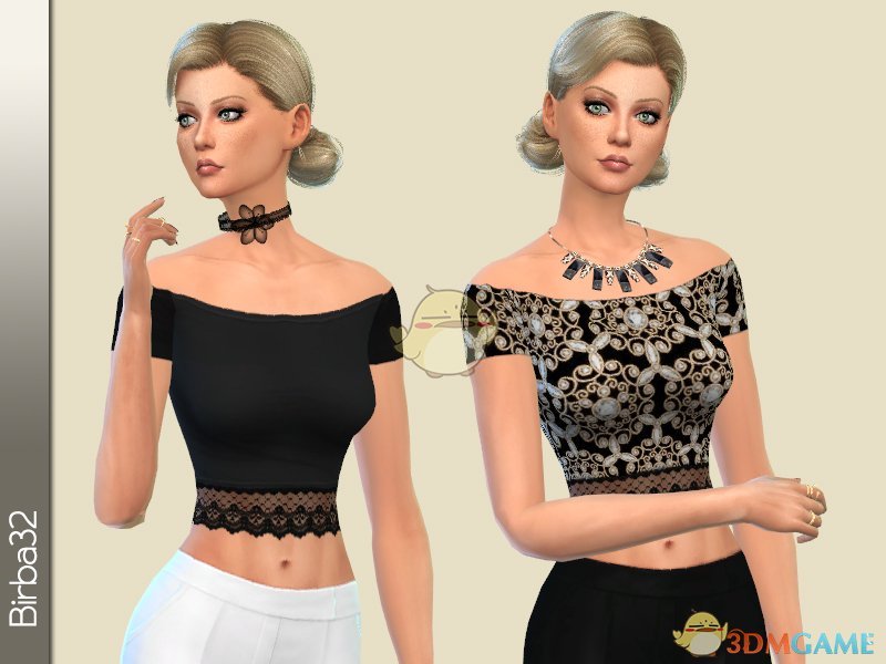 《模拟人生4》性感露肩蕾丝上衣MOD