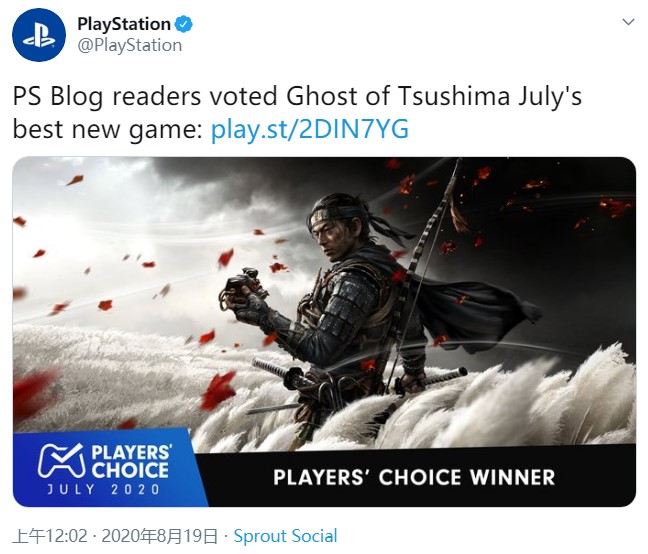 《对马岛之鬼》获7月PlayStation玩家挑选奖 成最好新做