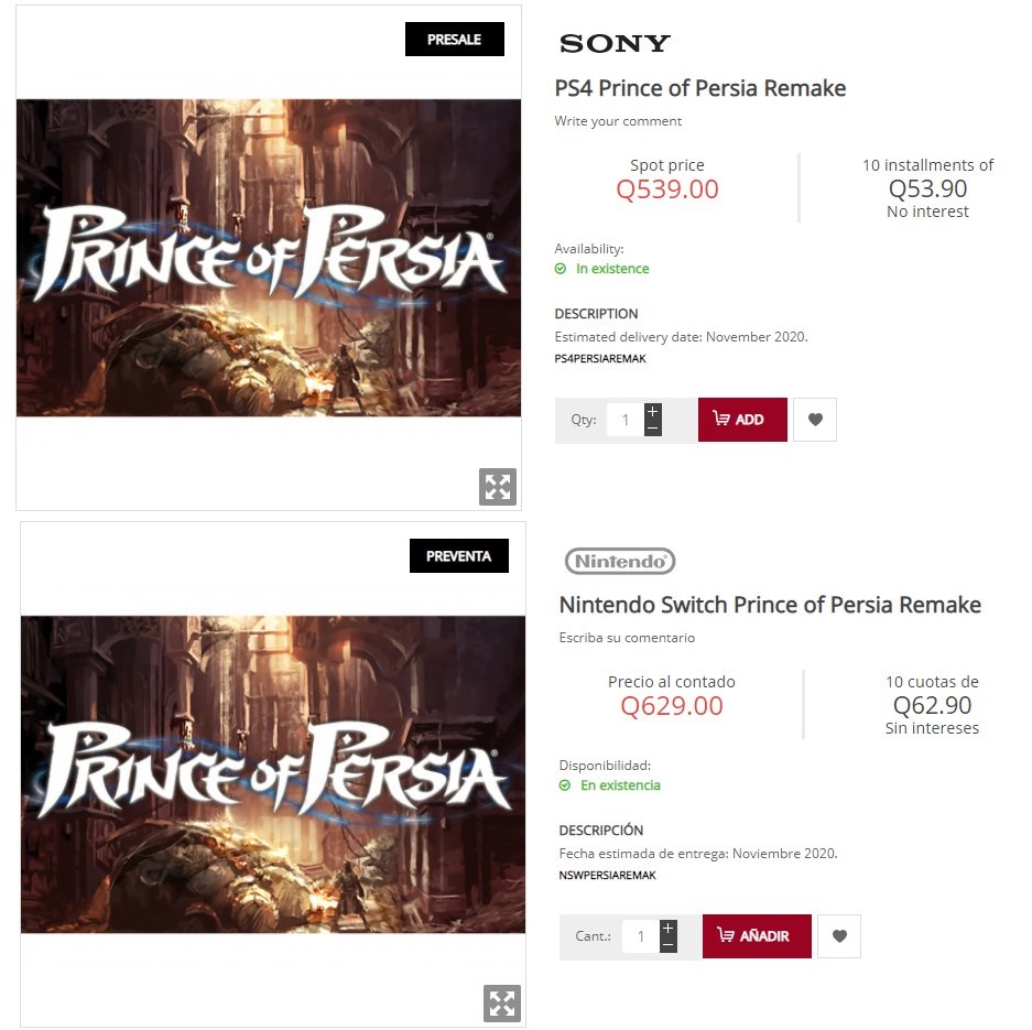 PS4和NS版《波斯王子重制版》开启预售 11月发售