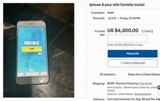 2足iPhone8P竟卖出3万元 果为其内置《堡垒之夜》