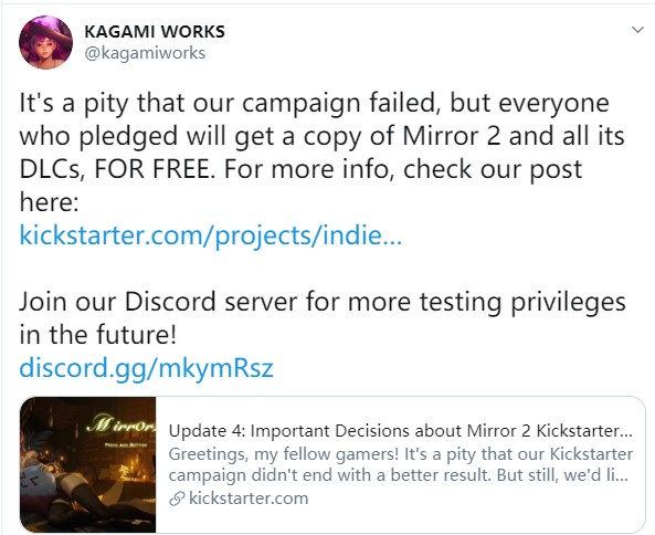 《魔镜2》Kickstarte众筹得败 开支仍会持绝