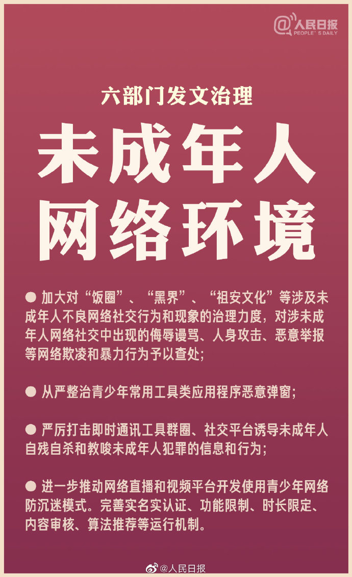 六部分收武功理已成年人支散环境 触及饭圈、祖安文明等