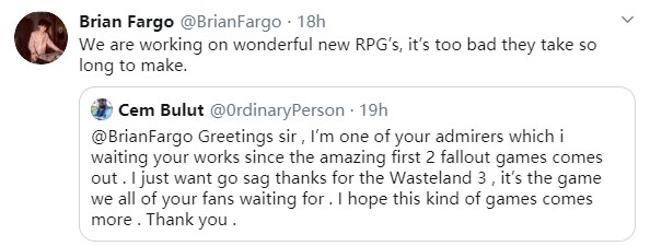 《废土3》开发商正开发两款RPG游戏 一款已开发许久