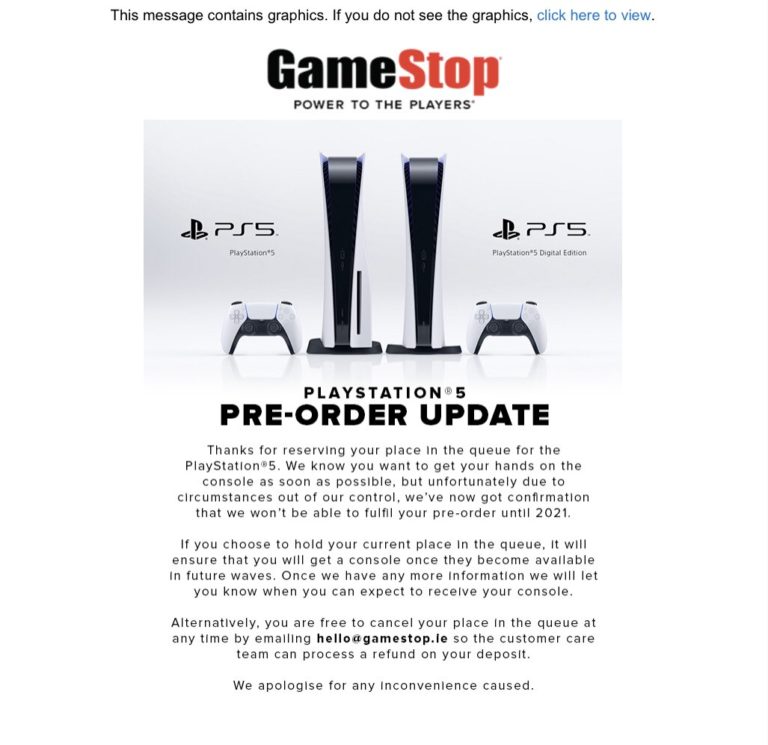 GameStop对预购玩家称：你们的PS5到2021年才会发货