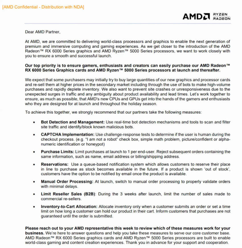 RX6000系列显卡将发售 AMD和合作商采取措施严防黄牛