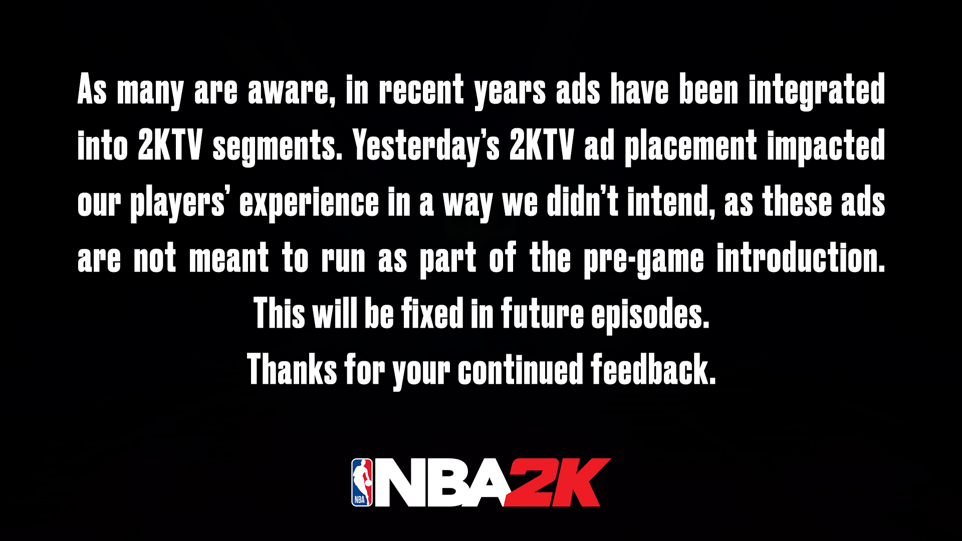 2K回应《NBA 2K21》告乌出有可跳过：已去将建复