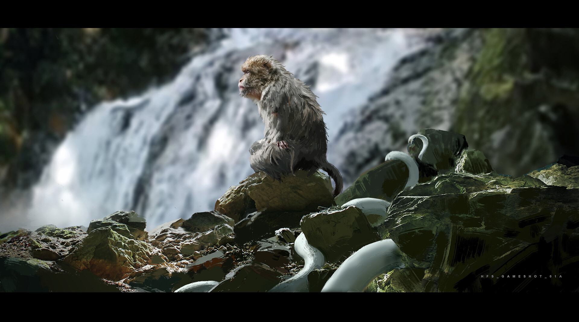 《黑神话：悟空》游戏早期概念图 猴子和白龙亮相