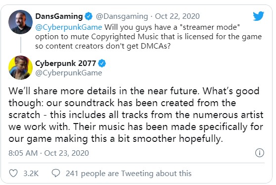 《赛博朋克2077》配乐为CDPR原创 不用担心版权问题