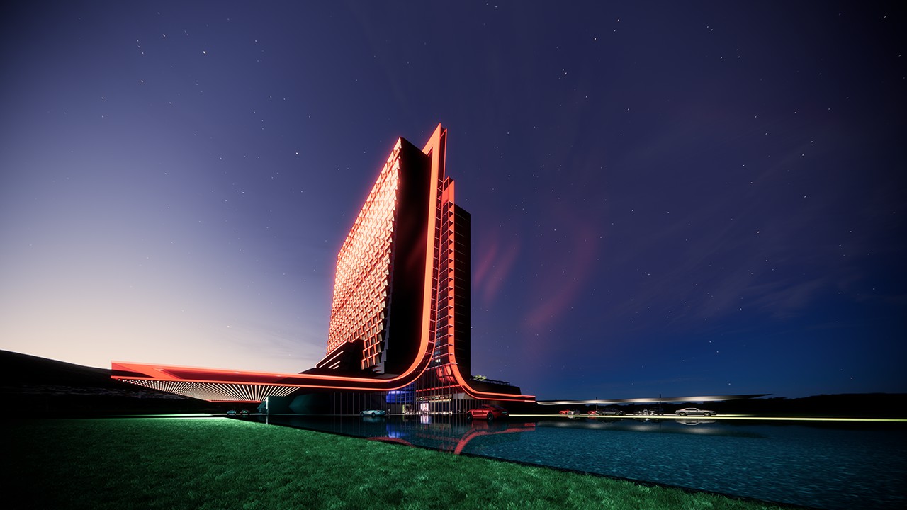雅达利游戏主题酒店概念图公布 颇有赛博朋克的风格