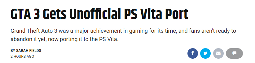 难忘经典 粉丝尝试将《GTA3》移植到PSV
