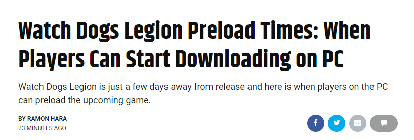 《看门狗：军团》发行在即 育碧允许玩家预装游戏
