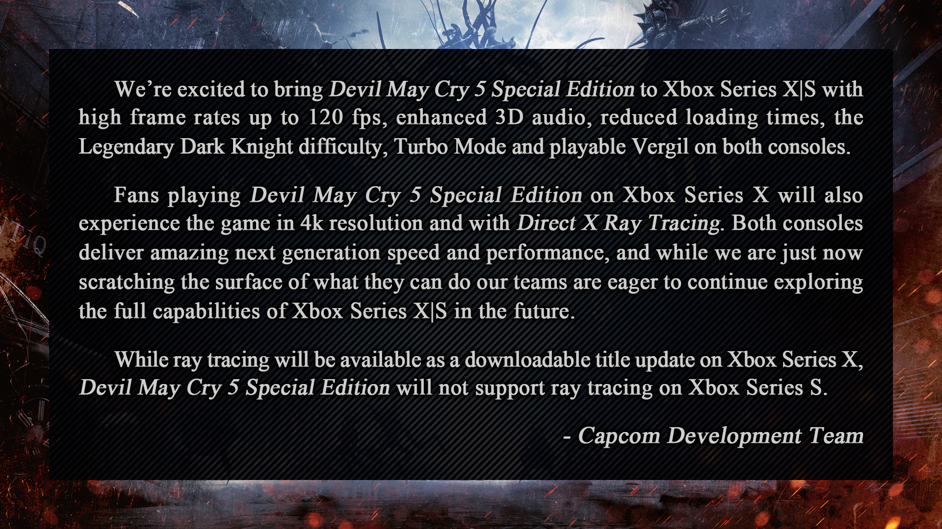 《鬼泣5：出格版》将出有会正在Xbox Series S上供应光泽遁踪