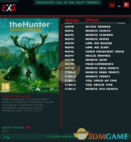 《猎人：荒野的呼唤》v1.60十五项修改器[FutureX]