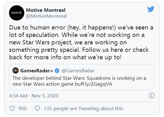 EA Motive工作室没有开发新星战游戏 但新项目很特别