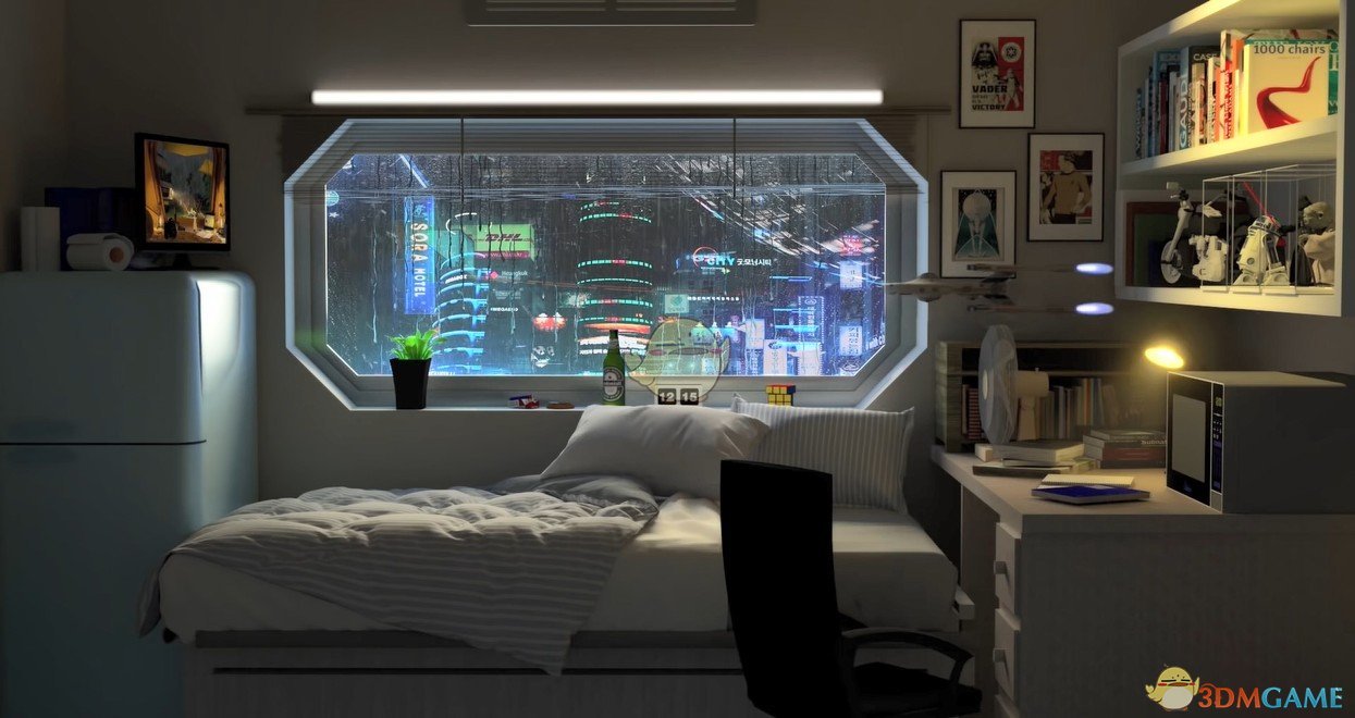 《Wallpaper Engine》科幻城市的卧室动态壁纸