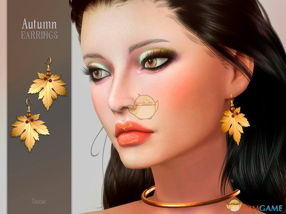 《模拟人生4》女性金色树叶耳环MOD