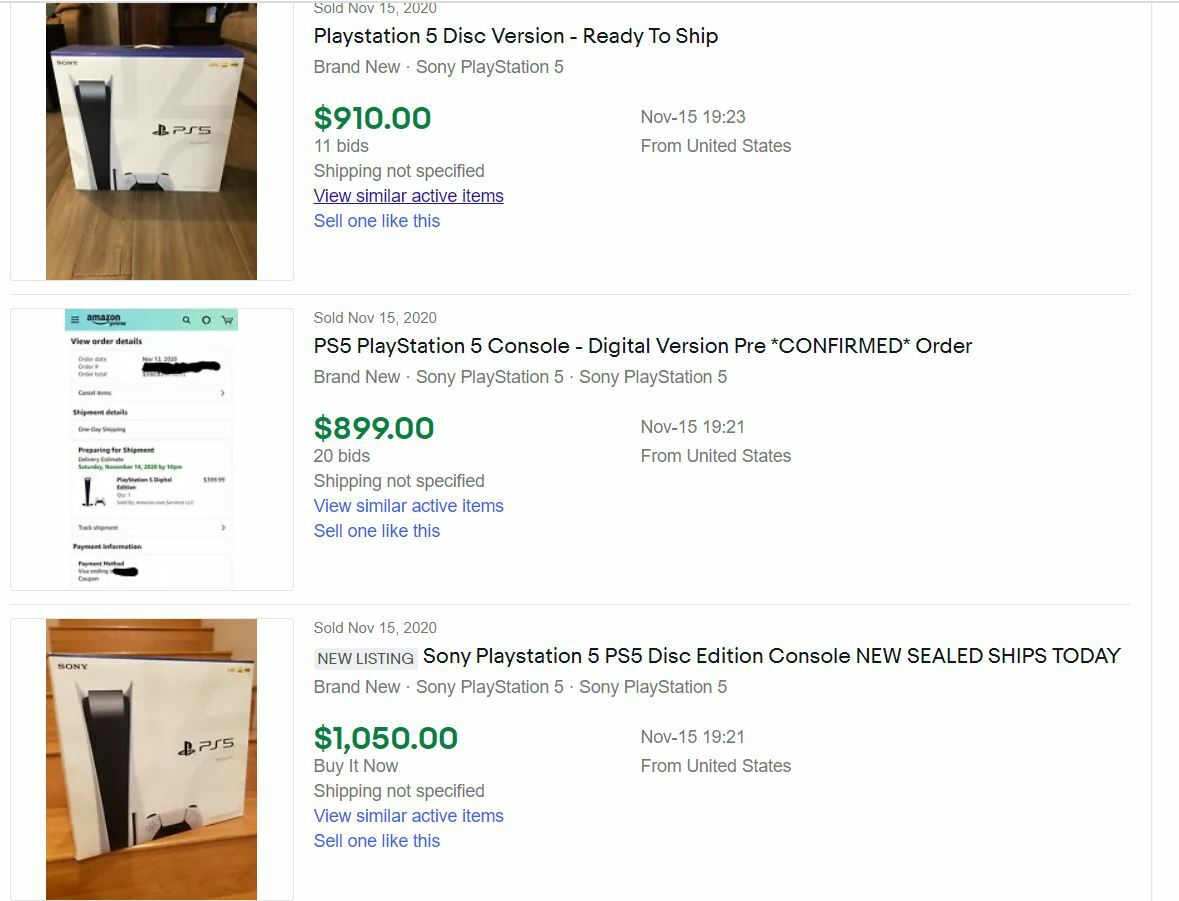 国外Ebay上也遍布新主机黄牛 PS5最高卖到1.45万美元