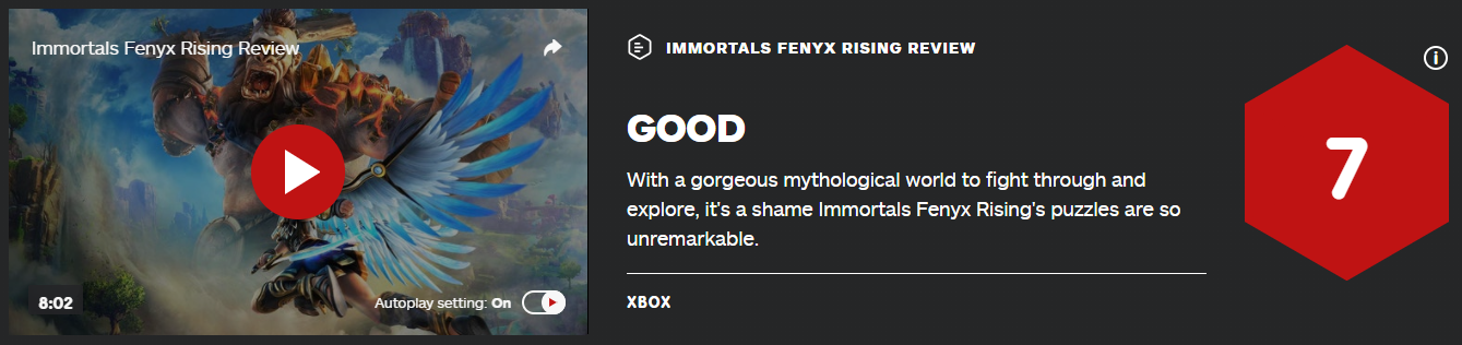 《渡神纪：芬尼斯崛起》IGN评7分 战斗满意解谜平庸