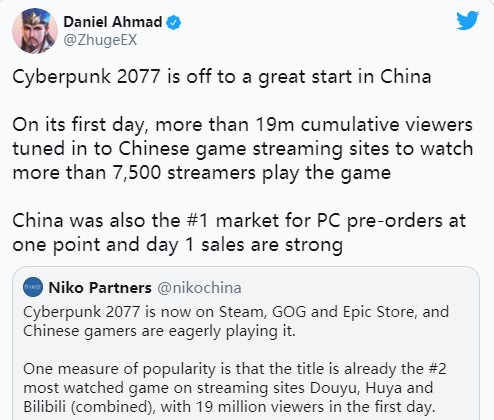 外媒：《赛博朋克2077》在中国很成功 尽管未获审批