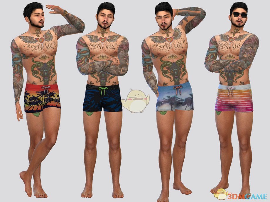 《模拟人生4》男士夏季多款沙滩短裤MOD