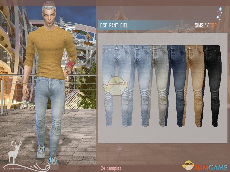 《模拟人生4》男士宽松褶皱牛仔裤MOD