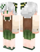 《我的世界》绿花头饰和绿色格子裙少女皮肤MOD