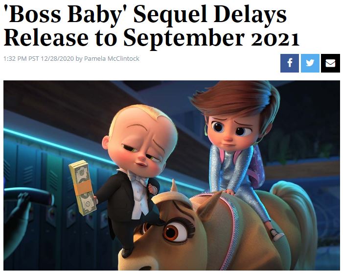 梦工厂动画《宝物老板2》延期 将于去岁9月17日上映