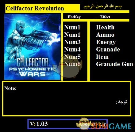 《CellFactor：Revolution》v1.03六项修改器[Abolfazl]