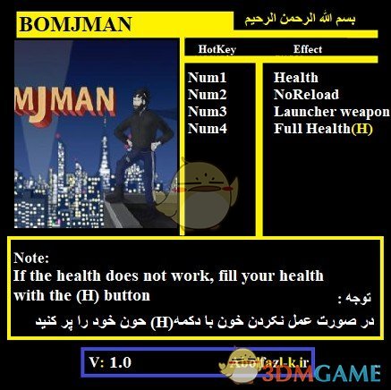 《BOMJMAN》v1.0四项修改器[Abolfazl]