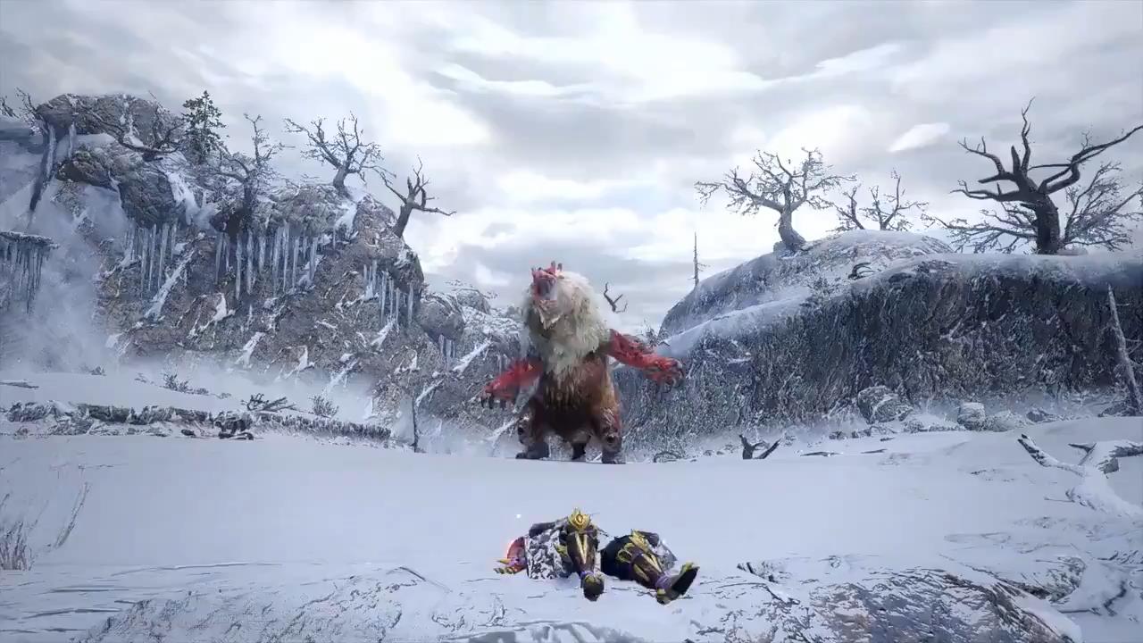 《怪物猎人：崛起》雪鬼兽演示 在雪原游荡的猎人