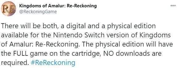 《阿玛拉王国：惩罚 重置版》Switch版确认有实体版 卡带含完整游戏